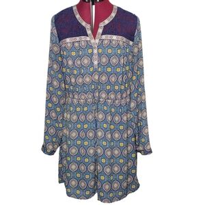 Daniel Rainn Size L tunic pull string waist dress NWOT lace bodice V-neck